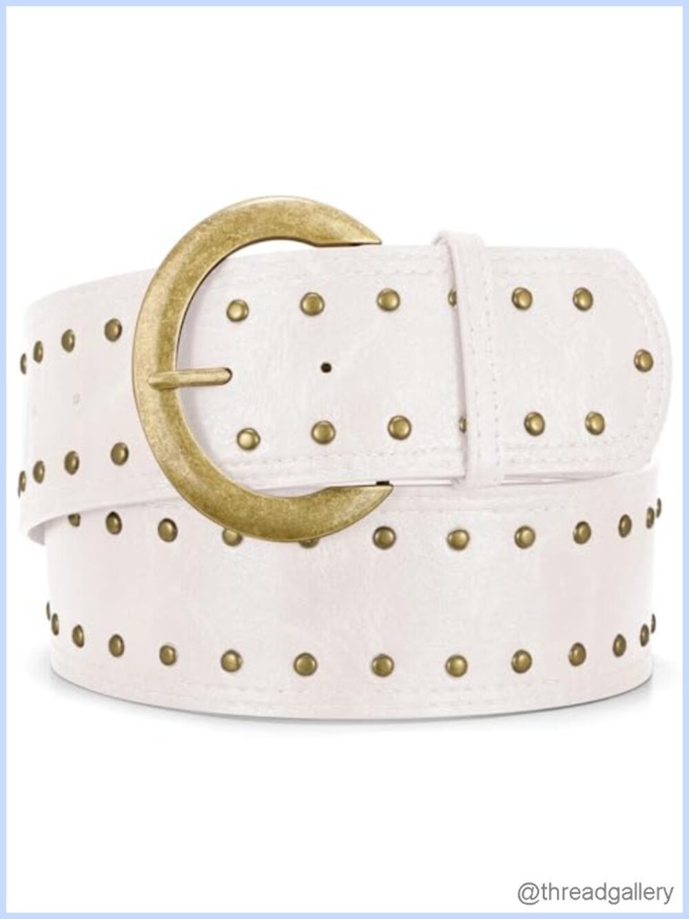 Wide Chunky Faux Leather Belt Western Boho Studded Waist Belt for Dresses